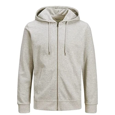 Imagen de JACK &amp; JONES Chaqueta de forro polar con cremallera para hombre, White Melange/Reg Fit, L