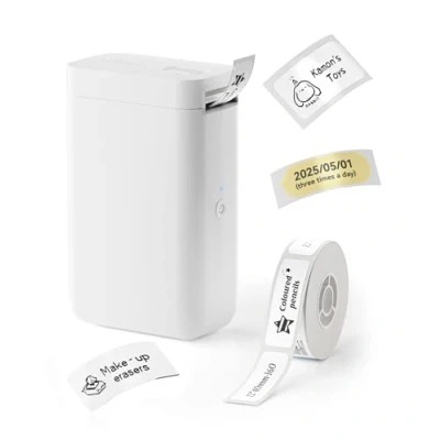 Imagen de NIIMBOT D101 Fabricantes de Etiquetas con 1 Rollo Cinta 12 x 40 mm, Impresora Inteligente portátil para Uso en casa, Oficina, Blanco
