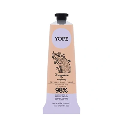 Imagen de YOPE Crema de manos Aceites almendras dulces, baobab y jojoba Manteca karité Hidratante Alisado 98% Ingredientes naturales Vegan formula Mandarina Frambuesa 50ml