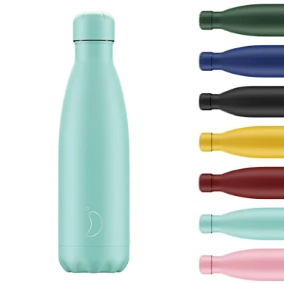 Imagen de Chilly&#039;s Botella de Aqua Acero Inoxidable y Reutilizable Prueba Fugas, Libre transpiración Pastel All Green, 260ml