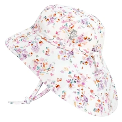 Imagen de Jan &amp; Jul Sombrero de sol algodón con ala grande para niña &quot;Grow with Me&quot;, Pretty Petals, 6 24 meses