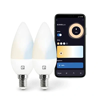 Imagen de Garza Smart Pack 2 Bombilla LED Inteligente WiFi Vela C37, 5.5W (equivale a 40W de incandescencia), E14, CCT, Intensidad regulable, Programable, Control por voz y app, Alexa/Google, 2.4GHz