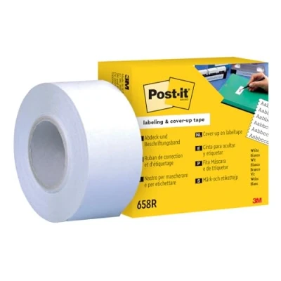 Imagen de Post it, cinta adhesiva de ocultar y etiquetar 6 líneas ancho. Un rollo recambio blanco 25,4 mm x 17,7 m