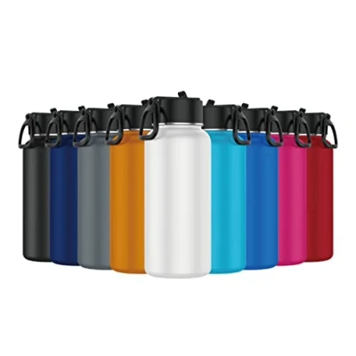 Imagen de Mi Ko Ka Botella de Agua Acero Inoxidable Térmica Reutilizable Deportiva Sin BPA Mantiene Frio y Calor Termo Hermética A Prueba Fugas (1 Litro, Blanco)