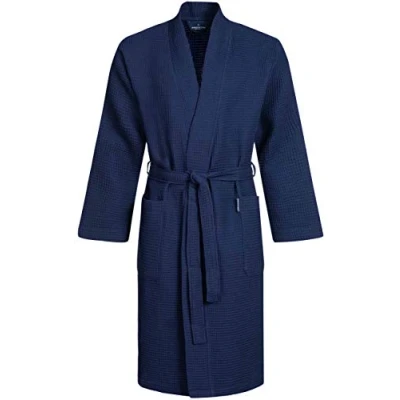 Imagen de Morgenstern Albornoz Hombre Baño Algodon Kimono con Diseño de Gofre Bata Azul L