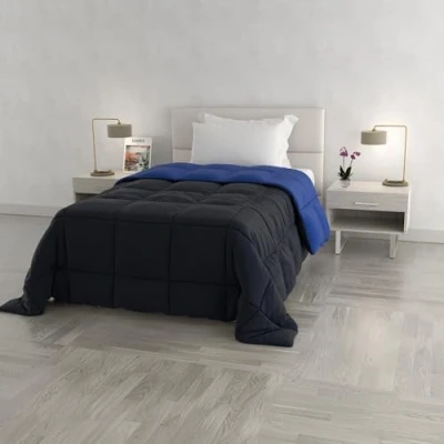Imagen de Italian Bed Linen, Colcha de Invierno Elegant, 1 Plaza, 170x260 cm, Azul Oscuro/Azul Royal
