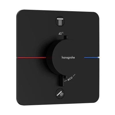 Imagen de hansgrohe ShowerSelect Comfort Q, termostato empotrado , grifo con botón de seguridad (SafetyStop) a 40 C, para ducha y bañera, mezclador 2 funciones, negro mate