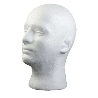 Imagen de Cabeza masculina de maniquí, espuma poliestireno, para exponer pelucas, gafas y sombreros