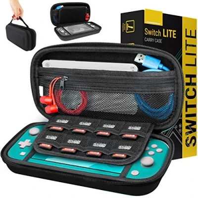 Imagen de Orzly Funda para Nintendo Switch Lite Estuche Protector rigida, Llevar Nueva Consola (2019) y Sus Juegos Accesorios Negro