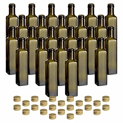 Imagen de gouveo Maraska Juego de 24 botellas cristal (250 ml, con tapón rosca, 0,25 l, para rellenar, licor, vinagre, aceite)
