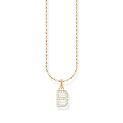 Imagen de THOMAS SABO Collar letra B de plata chapada en oro con circonitas KE2241 414 14