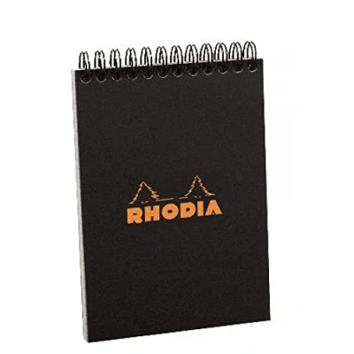 Imagen de RHODIA 165009C Bloc Notes à Spirale (Reliure Intégrale) Noir A5 Petits Carreaux 80 Feuilles Détachables Papier Clairefontaine 80G Couverture en Carte Enduite Souple et Résistante Classic