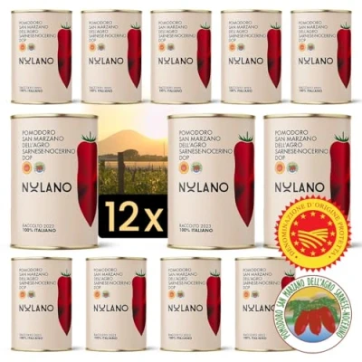 Imagen de DELICRET 12x 400g NOLANO Tomate San Marzano DOP en lata enteros y pelados los auténticos tomates para pizza la reina de (12x 400g)
