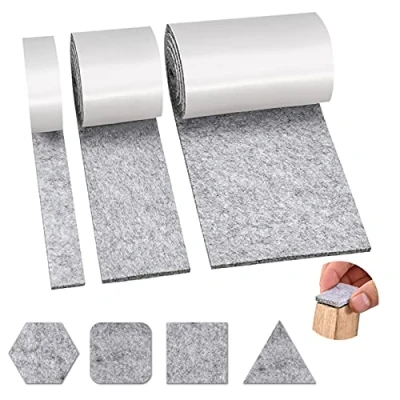 Imagen de almohadillas para muebles, 3 rollos de fieltro patas autoadhesivas antideslizantes silla, suelo, cama, sofá y (gris)