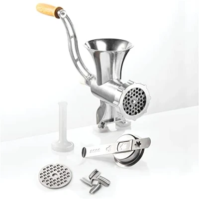 Imagen de GSW Picadora de carne aluminio número 8 588423 con punta pastelería y maja plateada