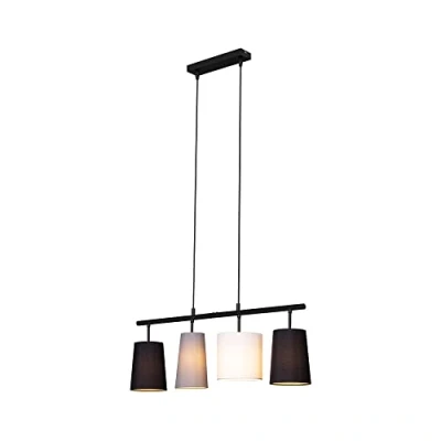Imagen de Briloner lámpara colgante con pantalla de tela, casquillo E27, máx. 40 W, colgante, comedor, salón, cocina, 74 x 120 cm, gris, blanco, negro