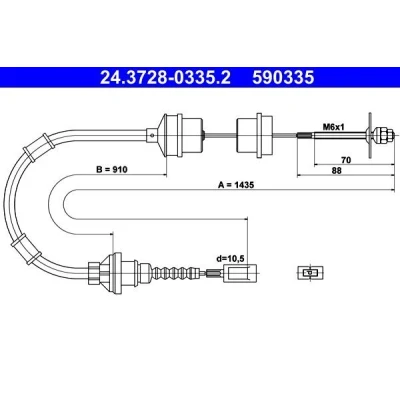 Imagen de ATE 24.3728 0335.2 Cable de Embrague CITROËN: Jumper I Furgón, PEUGEOT: Boxer Furgón