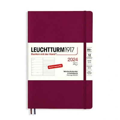 Imagen de LEUCHTTURM1917 367811 Paperback (B6+) 2024 Agenda semanal y cuaderno (tapa blanda, 12 meses), color rojo