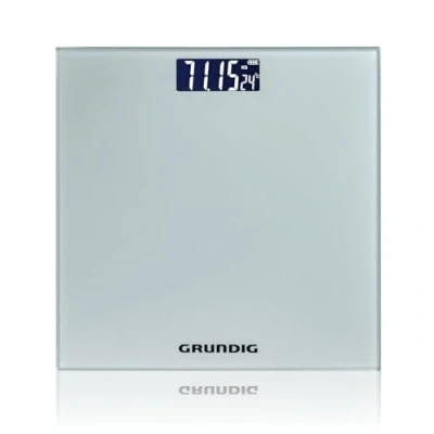 Imagen de Grundig Báscula digital de 180 kg, alta precisión, para personas, con precisión 50 gramos, pantalla grande indicador temperatura ambiente (plateada)