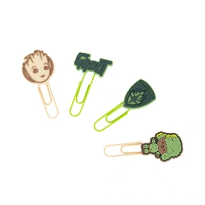 Imagen de Grupo Erik Set Clips con topper Marvel Groot Marcador de libros Marvel, 4 marcapáginas diferentes Material escolar y papelería licencia oficial