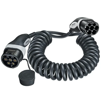 Imagen de Mennekes 36292 Cable de carga para coche eléctrico (4,0 m, espiral, corto, modo 3, tipo 2, 20 A, 3 PH, con potencia 11 kW