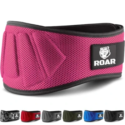 Imagen de Roar® Cinturón musculación para Entrenamiento de Levantamiento Peso Powerlifting Halterofilia Pesas Gimnasio (Rosa, XS)