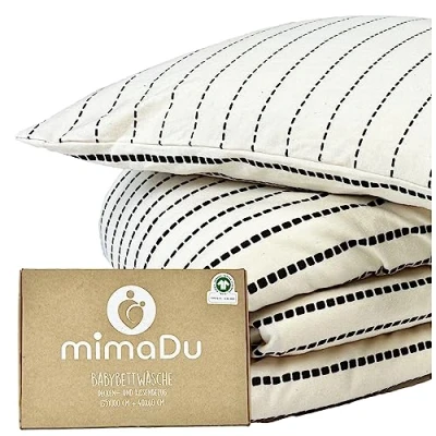 Imagen de mimaDu Ropa de Cuna Funda nórdica minicuna y 100x135 cm Almohada para 40x60 100% algodón orgánico Gots + 100x135cm (Boho)