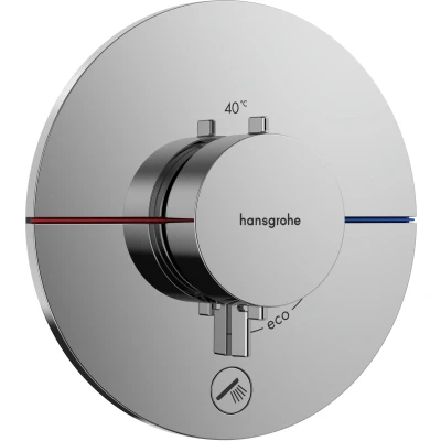 Imagen de hansgrohe ShowerSelect Comfort S, termostato empotrado con una salida adicional, grifo botón de seguridad (SafetyStop) a 40 C, redondo para ducha y bañera, 1 función, cromo