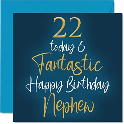 Imagen de Stuff4 Fantásticas tarjetas de cumpleaños 22 para sobrino, hoy y fantásticas, tarjeta feliz sobrino tía tío, regalos 145 mm x mm,