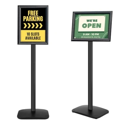 Imagen de Mutualsign soporte de exhibición A4 resistente con base estable, póster pie para menú/aviso/exhibición, exterior letreros bienvenida, color negro