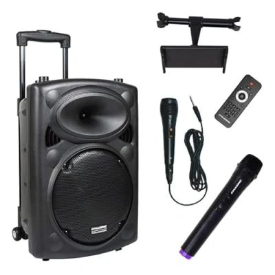 Imagen de DYNASONIC DYNAPRO 10 Plus Altavoz Bluetooth Portatil Profesional, Potente 500W 2 microfonos Karaoke y Soporte Tablet