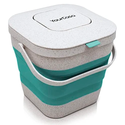 Imagen de YourCasa® Cubo de Basura Cocina 4L Plegable para la orgánica Diaria en lavavajillas Resistente a los olores ecológico sostenible con Tapa
