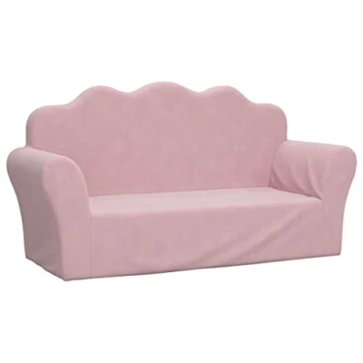 Imagen de vidaXL Sofá para niños de 2 plazas Felpa Suave Rosa