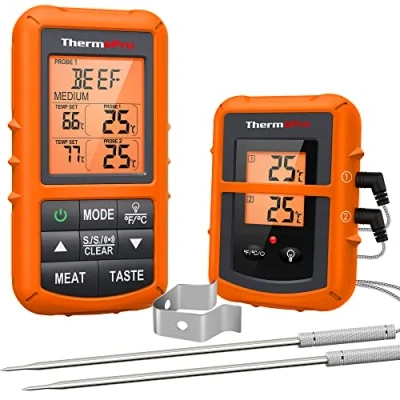 Imagen de ThermoPro TP20 Inalámbrico Termómetro de Cocina con doble sonda para controlar la temperatura Carne Alimentos, Barbacoas, Horno, Parrilla