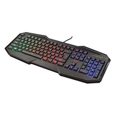 Imagen de Trust Gaming GXT 830 RW Avonn Teclado Gaming, Disposición QWERTY Español, LED Iluminación, 12 Teclas Multimedia, Alámbrico para Windows, PC, Ordenador, Portátil Negro