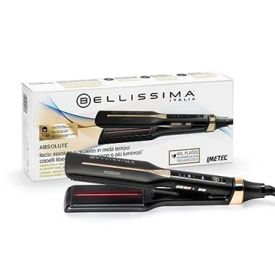 Imagen de Plancha de pelo Bellissima Absolute, Cerámica, 90W, 230C, Protección Sobrecalentamiento, 4 Niveles Temperatura, Negro
