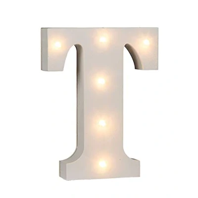 Imagen de Out of the Blue 57/6093 Letra de madera «T», iluminada con 6 luces led, funciona pilas, aprox. 16 cm