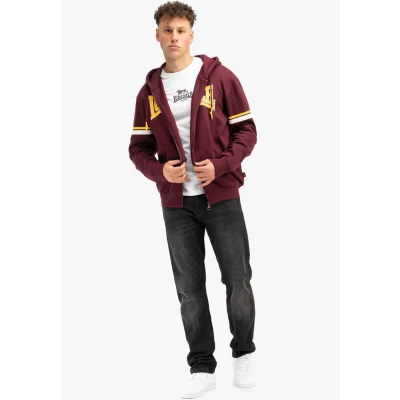 Imagen de Lonsdale Normale Passform Darfield Sudadera con cremallera, Hombre, Talla: 3XL, Oxblood yellow white