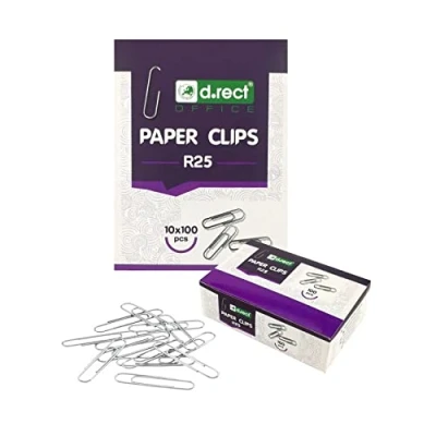 Imagen de D.RECT Paquete de 1000 Clips Metálicos para Papel Oficina 25 mm Cartas Galvanizados 10 x 100 Unidades