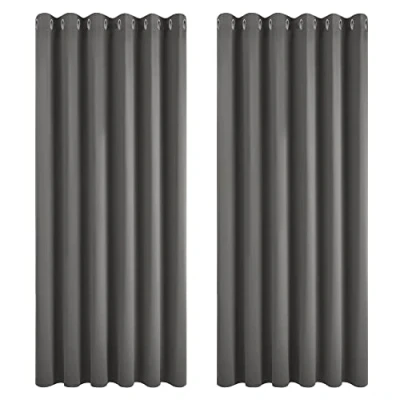 Imagen de Deconovo Cortinas de Dormitorio Opacas para Interiores, 2 Piezas, 274 cm Alto, térmicas aislantes Lisas con Ojales, 229 x (Ancho Alto), Gris Oscuro