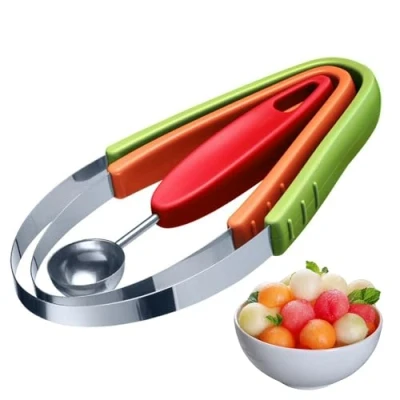 Imagen de Westmark 51632270 Juego de 3 Piezas para Cortar, Práctico Cortador y Cuchara vaciadora Aguacate, melón, Kiwi u Otras Frutas Verduras, Acero Inoxidable