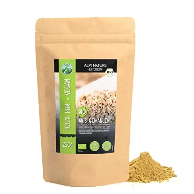 Imagen de anis molido bio (250g), en polvo bio, procedente de agricultura ecologica, 100% natural, sin aditivos, semillas
