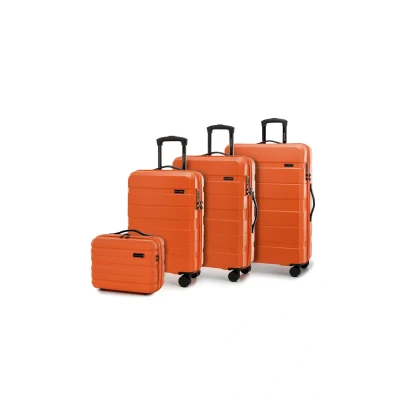 Imagen de WITTCHEN Comodo Line Juego de 4 Maletas Bolsa Viaje Equipaje Dura ABS Cerradura TSA Tamaño (S+M+L+Neceser) Naranja
