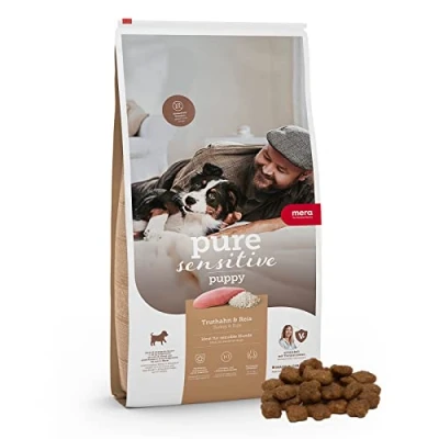 Imagen de MERA Pure Sensitive Puppy con Pavo y arroz (4 kg), Comida para Cachorros de fácil digestión, sin Gluten, Trigo