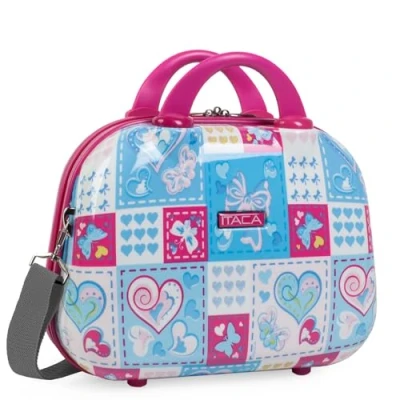 Imagen de ITACA Neceser Mujer Viaje. de Viaje rigido. Calidad con Asa Ajustable. Rigido Elegante. Grande, Azul Fucsia