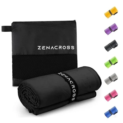 Imagen de ZENACROSS Toalla Gimnasio 70x140cm con Bolsa de Transporte Microfibra Secado Rápido y Versátil Toallas Talla L Negro