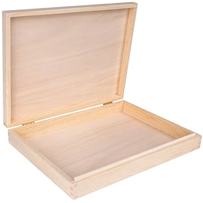 Imagen de Creative DECO A4 Caja Madera para Decorar con Tapa 34 x 25,3 5,3 cm Documentos Decoración Papeles Cartas Almacenaje Decoupage Herramientas Objetos de Valor Juguetes