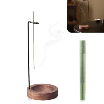Imagen de soporte para incienso invertido de madera, Nizirioo 40 varillas incienso, meditación Zen Yoga