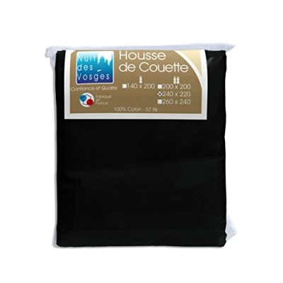 Imagen de Nuit des Vosges Housse de couette Coton Uni, 100% algodón, Negro, 220 x 240 cm