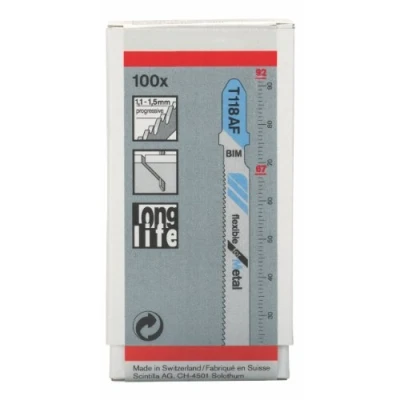 Imagen de Bosch Professional 100x Hojas de Sierra calar T 118 AF Flexible for Metal (para Láminas acero, accesorios calar)